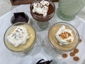 Chocolate pudding, vanilla pudding and butterscotch pudding from scratch